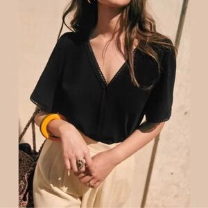 Sezane Tina blouse, Black, size 46/14